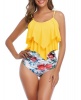 Olive Tree - Ladies Ruffled High Waist Tummy Control Swimsuit - Yellow Photo