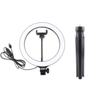 10 LED Ring Light Dimmable 3 Colour Setting Desktop Tripod with Remote