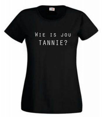Photo of Thinking out Loud Think out loud Women "Wie is jou tannie?" Short Sleeve Tshirt Black