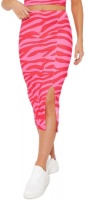 I Saw it First Ladies Pink Zebra Printed Rib Split Detail Midi Skirt