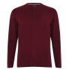 Pierre Cardin Men's Cardin Grandad Long Sleeve T-Shirt - Burgundy- Parallel Import Photo