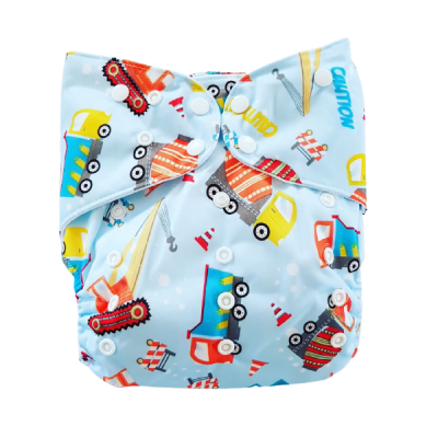 Adjustable Baby Reusable Cloth Diaper Nappy Sky Blue Construction