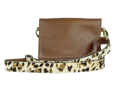 Mally Leather Bags Mally Bags Chic Genuine Leather Brown Sling Bag with Leather Leopard Strap