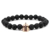 Argent Craft Natural Lava Stone with Rose Gold Knight Helmet Bracelet Photo