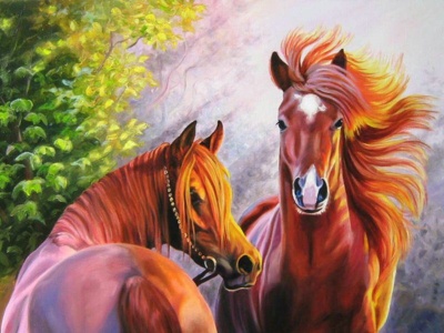 Photo of Umlozi Diamond Painting - Horses- 40cm x 50cm
