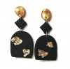 Moooi - Stylish Polymer Clay Earrings - Black with Gold Trim Photo