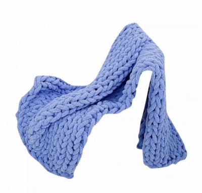 Photo of Wardrobenthings WnTCo Heavy High Quality Sky Blue Luxury Chunky Knit Throw Blanket