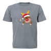 Peeking Christmas Reindeer & Bird - Kids T-Shirt Photo