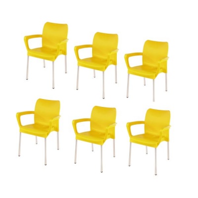 Set of 6 Heavy Duty Bistro Chairs with Armrests