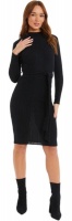 Quiz Ladies Black Knitted Long Sleeve Midi Dress