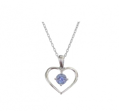Photo of SCJ Heart Shaped Pendant with Genuine Tanzanite 0.67ct - 925 Sterling Silver
