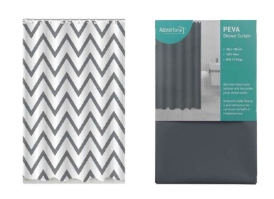Photo of 2 Shower Curtains Grey Chevron & Slate Grey