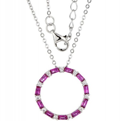 Photo of Kays Family Jewellers Circle of life Ruby Baguette Pendant in 925 Sterling Silver