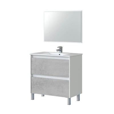 Photo of San Marco Tiles Dakota Free Standing Cabinet 80 x 80 x 45cm Included Mirror and Ceramic Basin