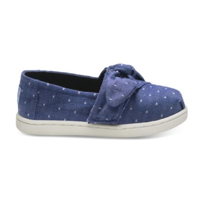 Photo of Imperial Blue Dot Chambray Bow Tiny TOMS Classics