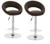 Leather Plush Bar Stools - Set of Two - Brown Colour Photo