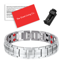 The Great Living Co Stainless Steel Magnetic Therapy Bracelet for Men with Sizing Tool Silver