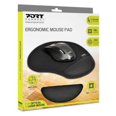 Port Ergonomic Gel Mouse Pad Black