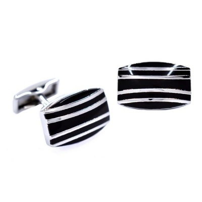 Photo of Xcalibur Stainless Steel Black Enamelled Curved Cufflinks