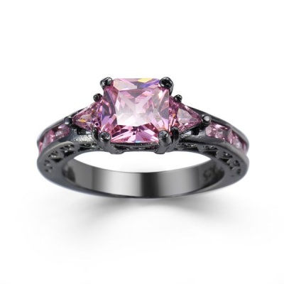 Photo of DHAO Black/Silver Rhodium Zircon Ring for Women Fashion Jewelry Wedding Rings