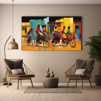 Canvas Wall Art Vibrant Village Ride BK0215