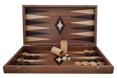 Photo of Manopoulos Backgammon Medium Walnut 3-in-1 Combo Set