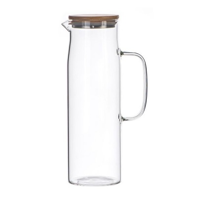 1500ML Glass Kettle Bamboo Lid with Filter Heat Resistant Serving Pitcher