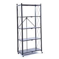 ARTISAN FURNITURE WAREHOUSE 5 Tier Metal Ladder Shelf Foldable Storage Rack Organizer Trolley Wheels