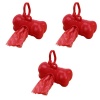 3 x Dog Poop Poo Plastic Bags Set for Pet Walking - Red - Bone Shape Holder Photo