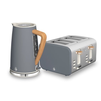 Photo of Swan Nordic Stainless Steel Cordless Kettle & 4 Slice Toaster - Slate Grey