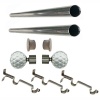 Matoc Designs Matoc 25mm Curtain Double Pole Set - Crystal Ball Finials - Silver - 1.5m Photo
