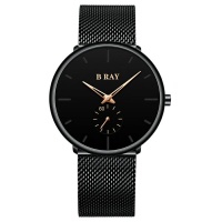 B Ray B Ray Luxury Mens Shrapnel Mesh Steel Quartz Wrist Watch Rose Gold