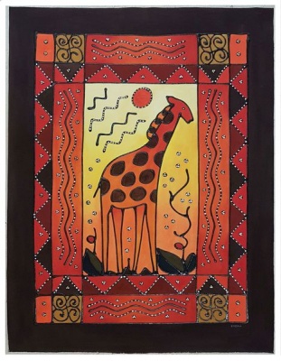 Photo of Zawadi Original wall décor fabric painting Giraffe textured design