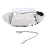 Best Trader Stainless Steel Butter Dish with Plastic Clear Lid BT