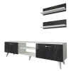 Hazlo Geacles Tv Unit Display Plasma Stand 2 Display Shelves - White & Walnut Photo