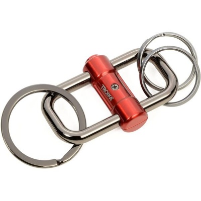 Troika Keyring with Quick Release Slide Lock and 3 Rings 2 Way Key Red