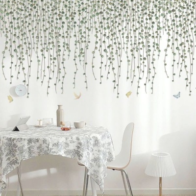Photo of AOOYOU Butterflies and Green Hanging Vines Art Sticker for Wall Decoration