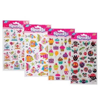 Photo of Bulk Pack x 8 Sparkle Embossed Foil Stickers - Assorted