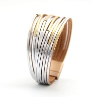 Bracelet Magnetic Clasp Color Matching Multilayer Braided Leather Cuff