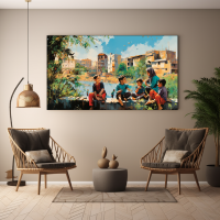 Canvas Wall Art Laughter by the River BK0211