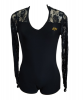 One Piece V-Neck Leotard / Bodysuit With Lace Sleeves: Rosey Photo