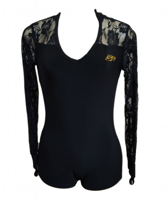 Photo of One Piece V-Neck Leotard / Bodysuit With Lace Sleeves: Rosey