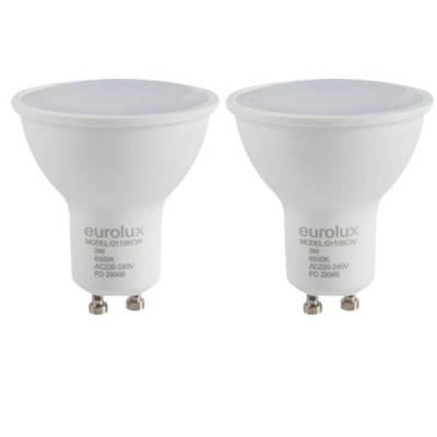 Eurolux Rechargeable LED LampWarm White 3000k 3W GU10 LED Lamp Pack of 2