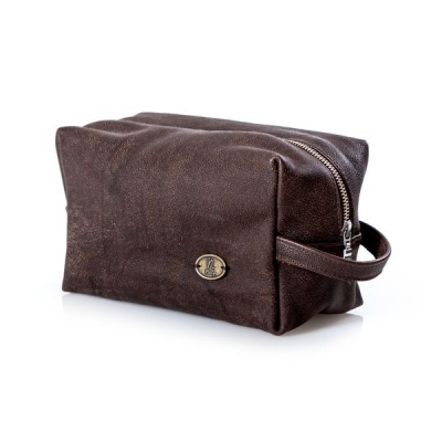 Photo of Nelly Bags - Mens Shaving Bag to Hold Your Grooming Stuff - Brown Leather