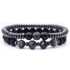 Argent Craft Black Matte Agate & Lolite & Black Onyx Matching Bracelets Photo