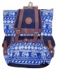 Navy White Elephants and flower pattern Backpack Photo