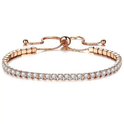 Photo of My Baguette Cubic Zirconia Crystal Rose Gold Tennis Bracelet