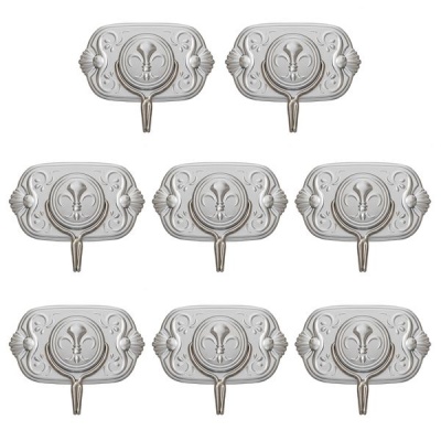 Creative Deco Set of 8 Premium Art Deco Self Adhesive Hooks Silver