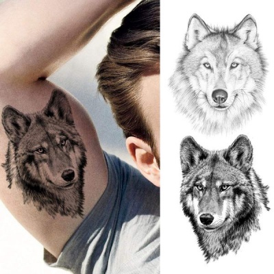 Photo of Temporary/Fake Tattoo Wolf Black 3D Realistic
