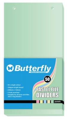 Photo of Butterfly File Divider 120mm X 230mm Pastel Board - Pack Of 50 Yellow